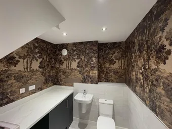 Installed bathroom mural